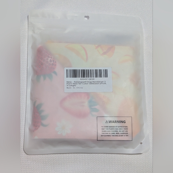 Raisingwell Pet Fruit Print Bandana Set-Yellow and Pink Reversible Size: XL - Picture 2 of 10